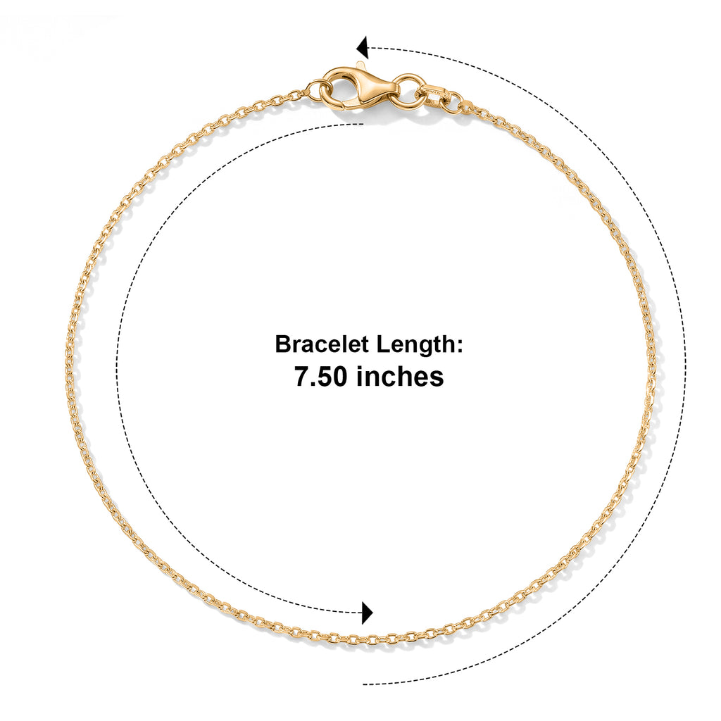 Italian Made - Yellow Gold Plated Sterling Silver Rolo Bracelet (Size - 7.5) with Lobster Clasp_8553624_7
