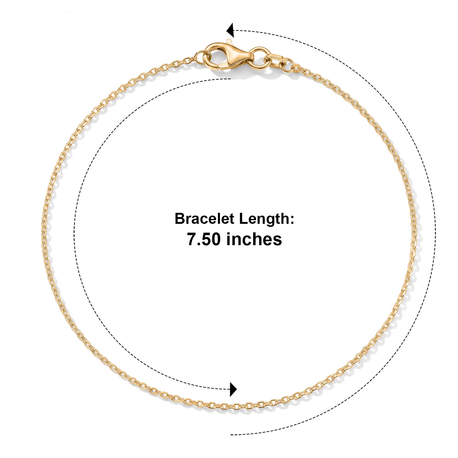 Italian Made - Yellow Gold Plated Sterling Silver Rolo Bracelet (Size - 7.5) with Lobster Clasp V32514415 7