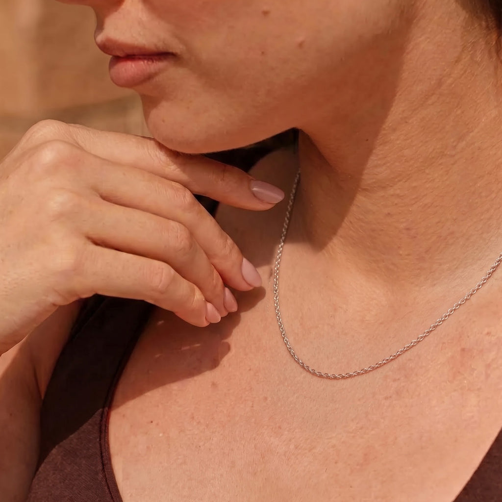 Italian Made -  Rhodium Overlay Sterling Silver Rolo Chain (Size - 18) with Lobster Clasp_8553627_1