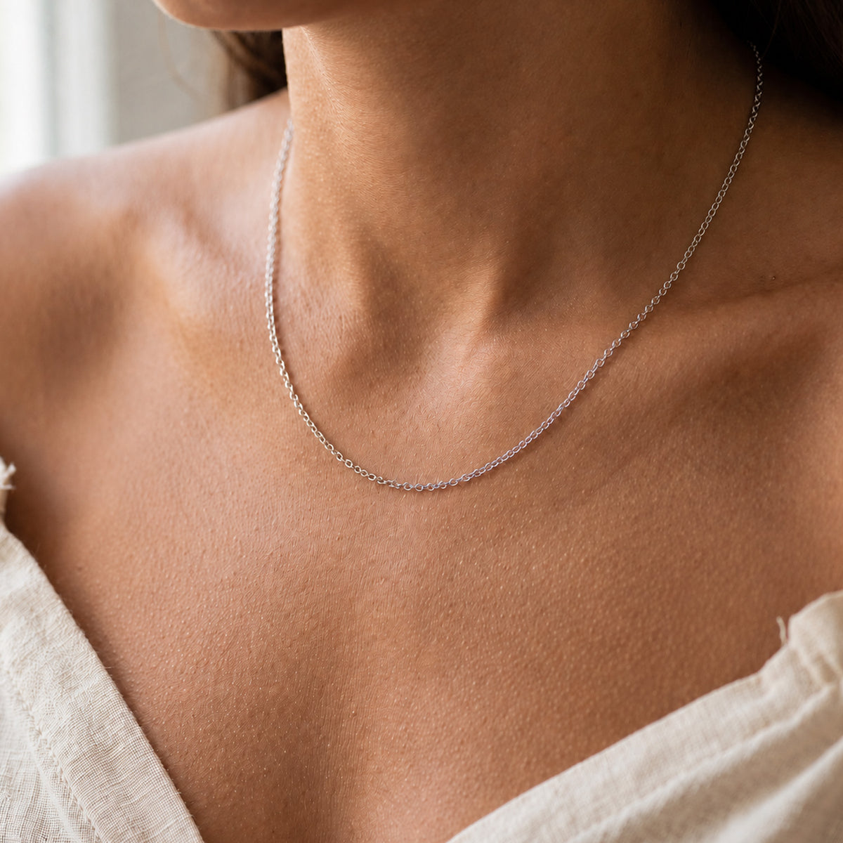 Italian Made -  Rhodium Overlay Sterling Silver Rolo Chain (Size - 18) with Lobster Clasp V32526745 2