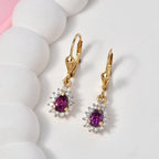 Luxuriant - AAA Purple Garnet & Lab Grown Diamond (SI/G-H) Halo Dangling Earring with Lever Back in 18K Vermeil Yellow Gold Plated Sterling Silver 1.10 Ct._8553632_2