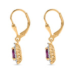 Luxuriant - AAA Purple Garnet & Lab Grown Diamond (SI/G-H) Halo Dangling Earring with Lever Back in 18K Vermeil Yellow Gold Plated Sterling Silver 1.10 Ct._8553632_3