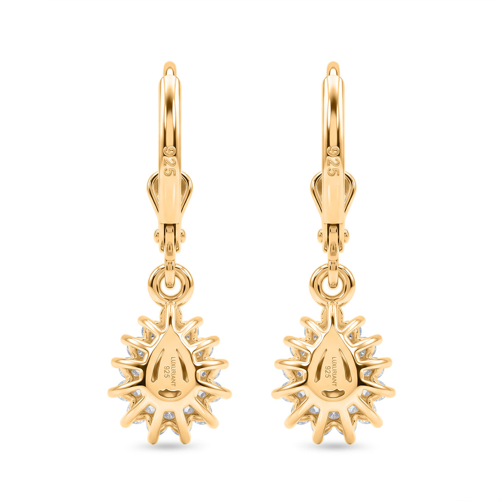 Luxuriant - AAA Purple Garnet & Lab Grown Diamond (SI/G-H) Halo Dangling Earring with Lever Back in 18K Vermeil Yellow Gold Plated Sterling Silver 1.10 Ct._8553632_4