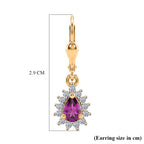 Luxuriant - AAA Purple Garnet & Lab Grown Diamond (SI/G-H) Halo Dangling Earring with Lever Back in 18K Vermeil Yellow Gold Plated Sterling Silver 1.10 Ct._8553632_5