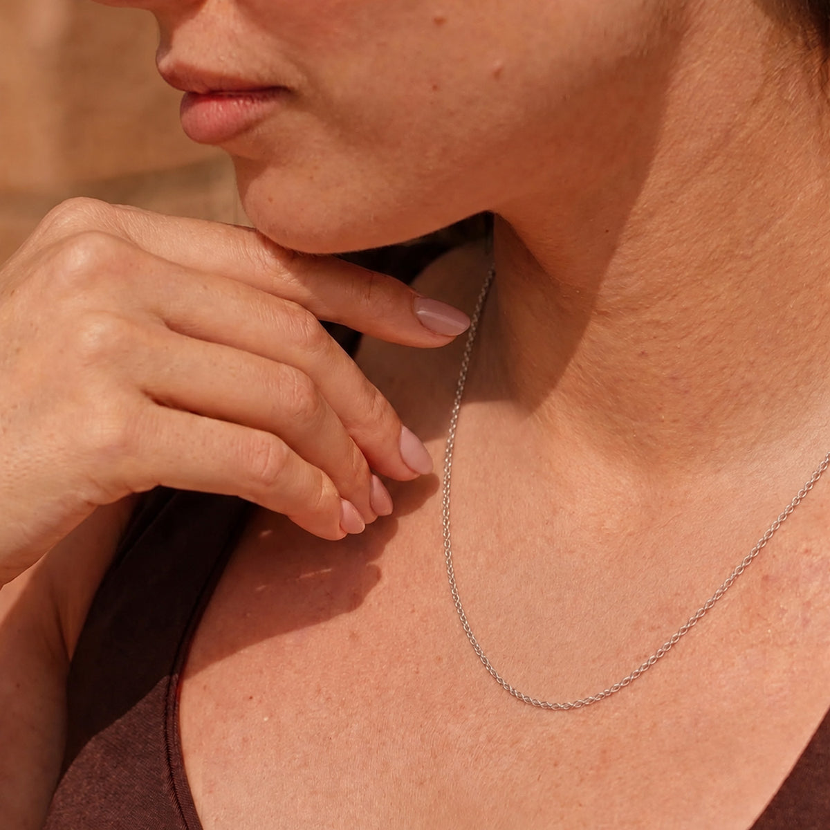 Italian Made -Rhodium Overlay Sterling Silver Rolo Chain (Size - 20) with Lobster Clasp V32561993 2