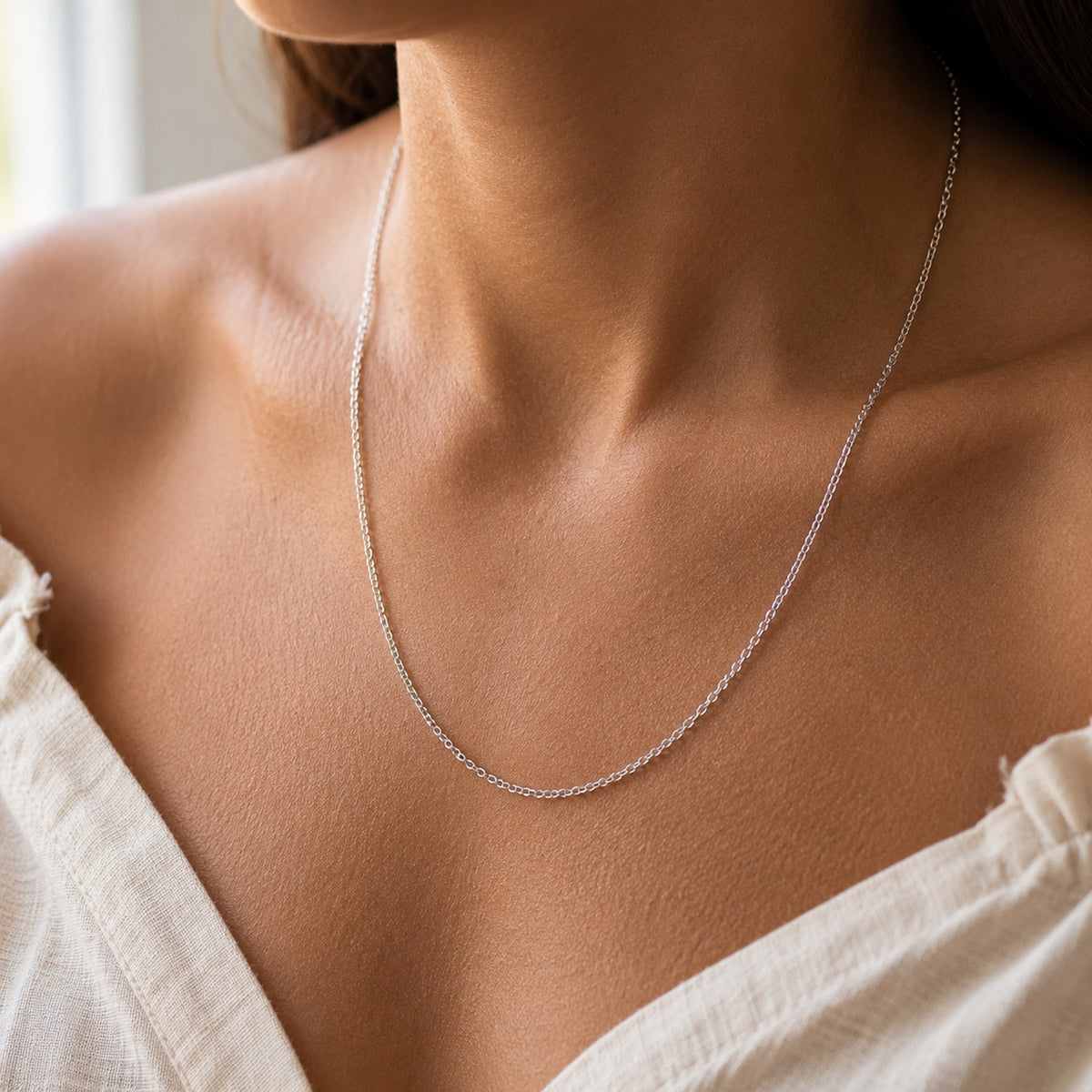 Italian Made -Rhodium Overlay Sterling Silver Rolo Chain (Size - 20) with Lobster Clasp V32561993 4