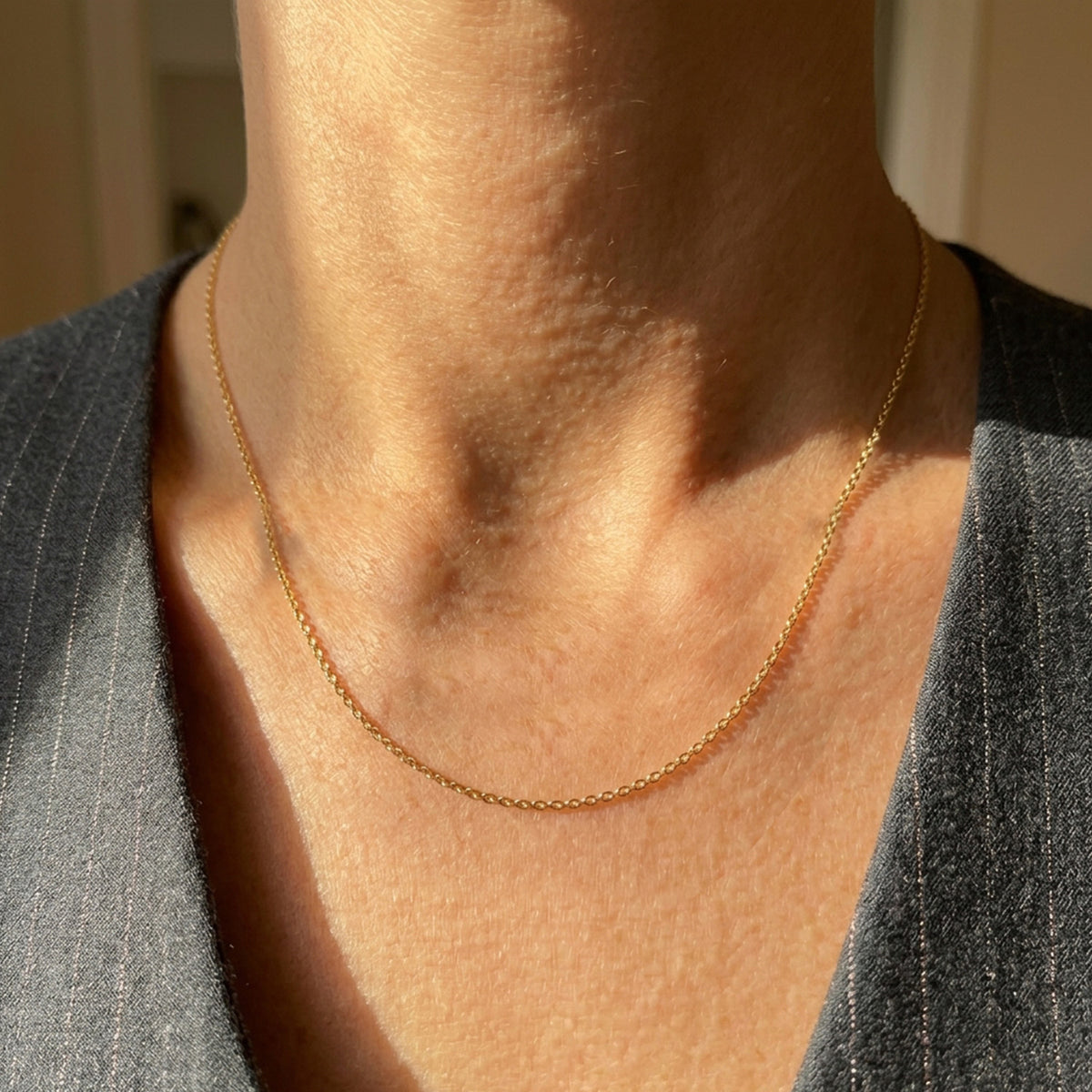 Italian Made- Yellow Gold Plated Sterling Silver Rolo Chain (Size - 20) with Lobster Clasp V32559528 1