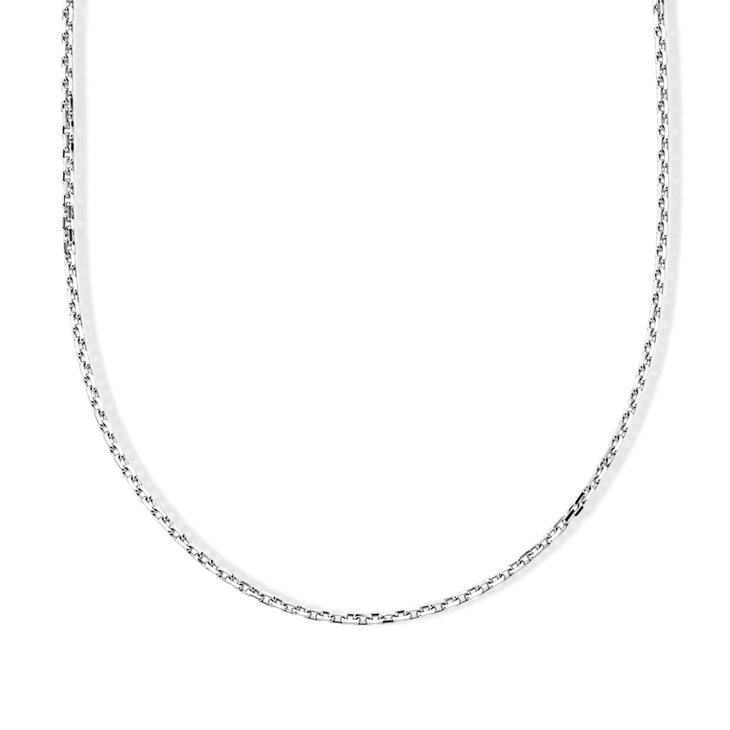 Italian Made -Rhodium Overlay Sterling Silver Rolo Chain (Size - 24) with Lobster Clasp_8553693