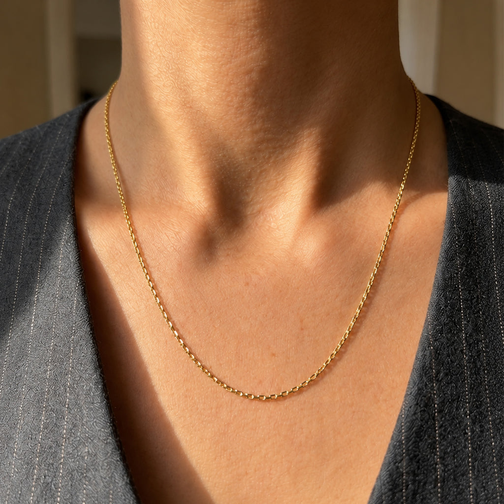Italian Made- Yellow Gold Plated Sterling Silver Rolo Chain (Size - 24) with Lobster Clasp_8553694_1