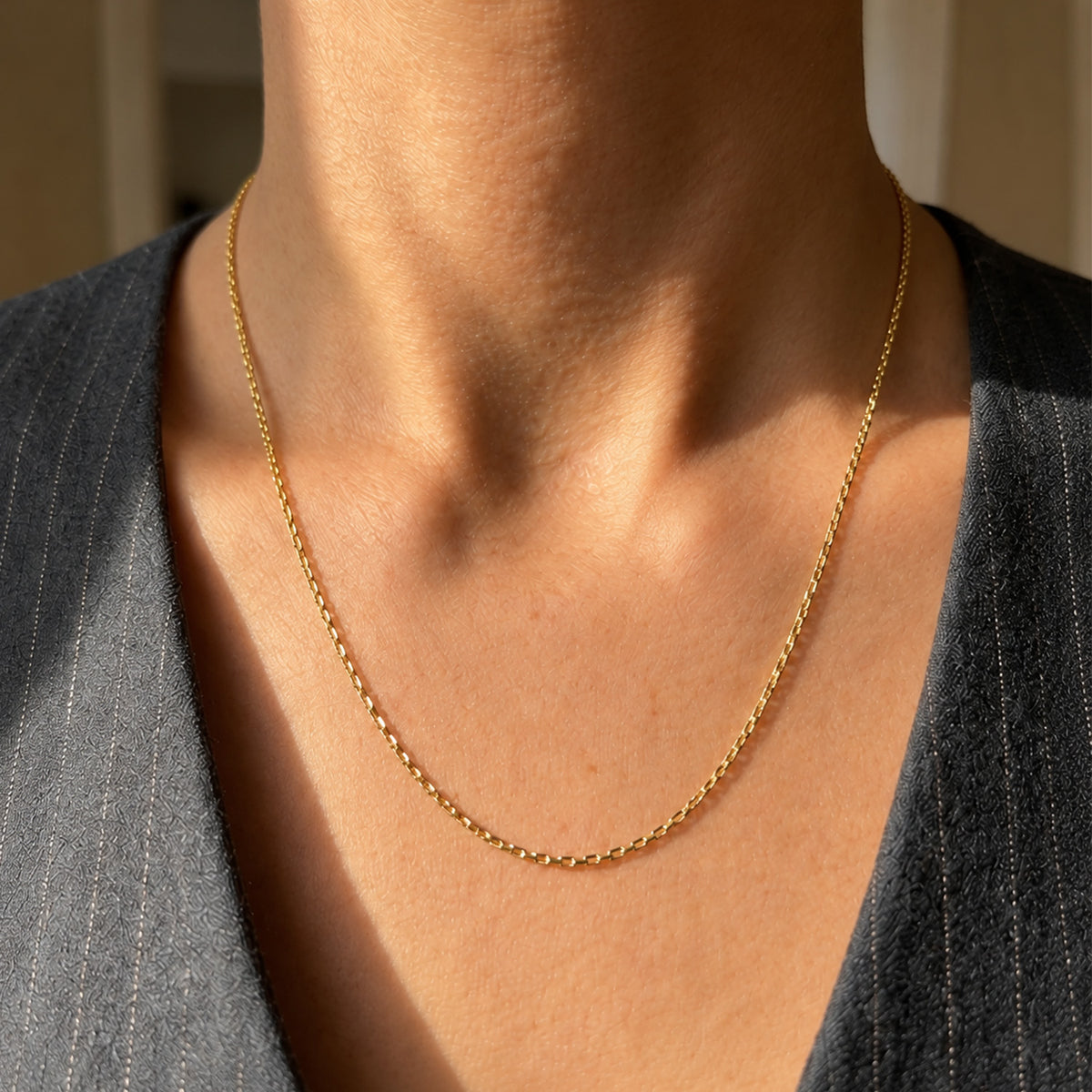 Italian Made- Yellow Gold Plated Sterling Silver Rolo Chain (Size - 24) with Lobster Clasp V32557829 1