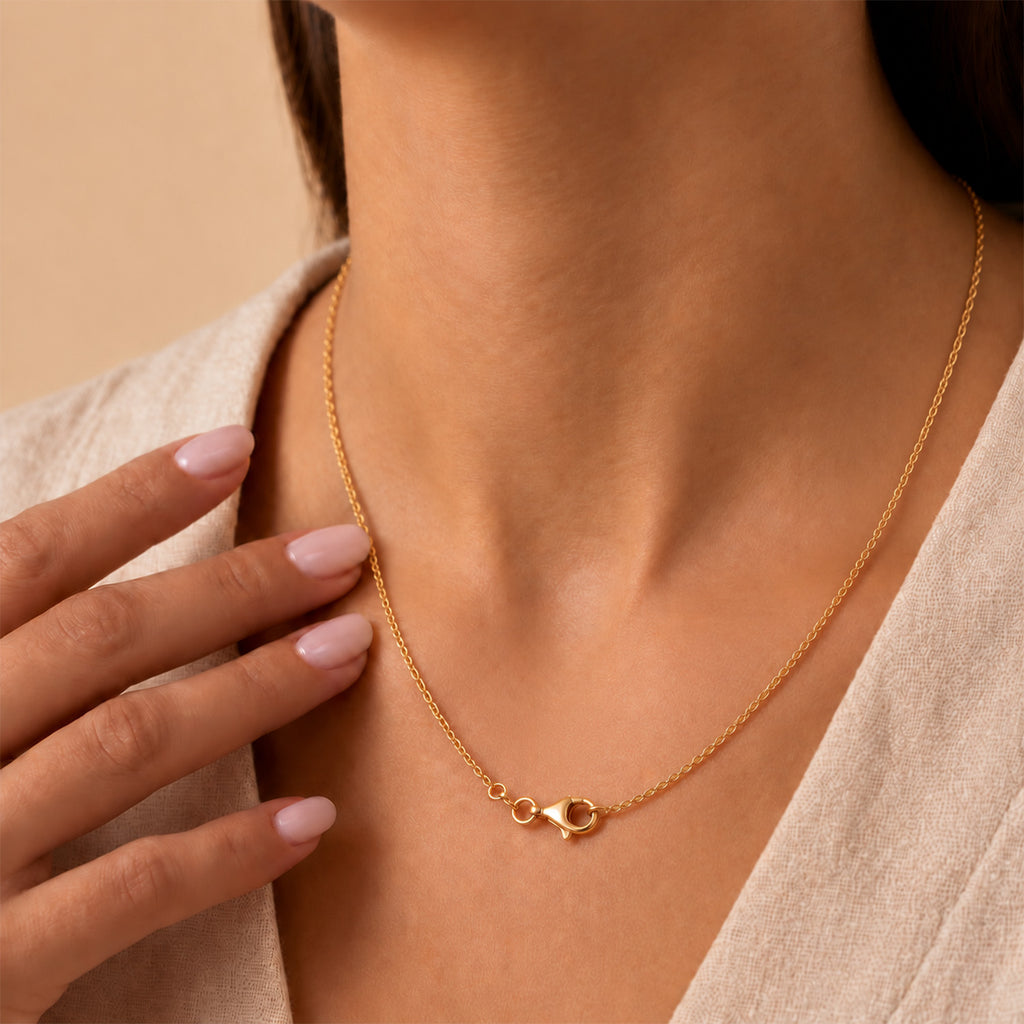 Italian Made- Yellow Gold Plated Sterling Silver Rolo Chain (Size - 24) with Lobster Clasp_8553694_3