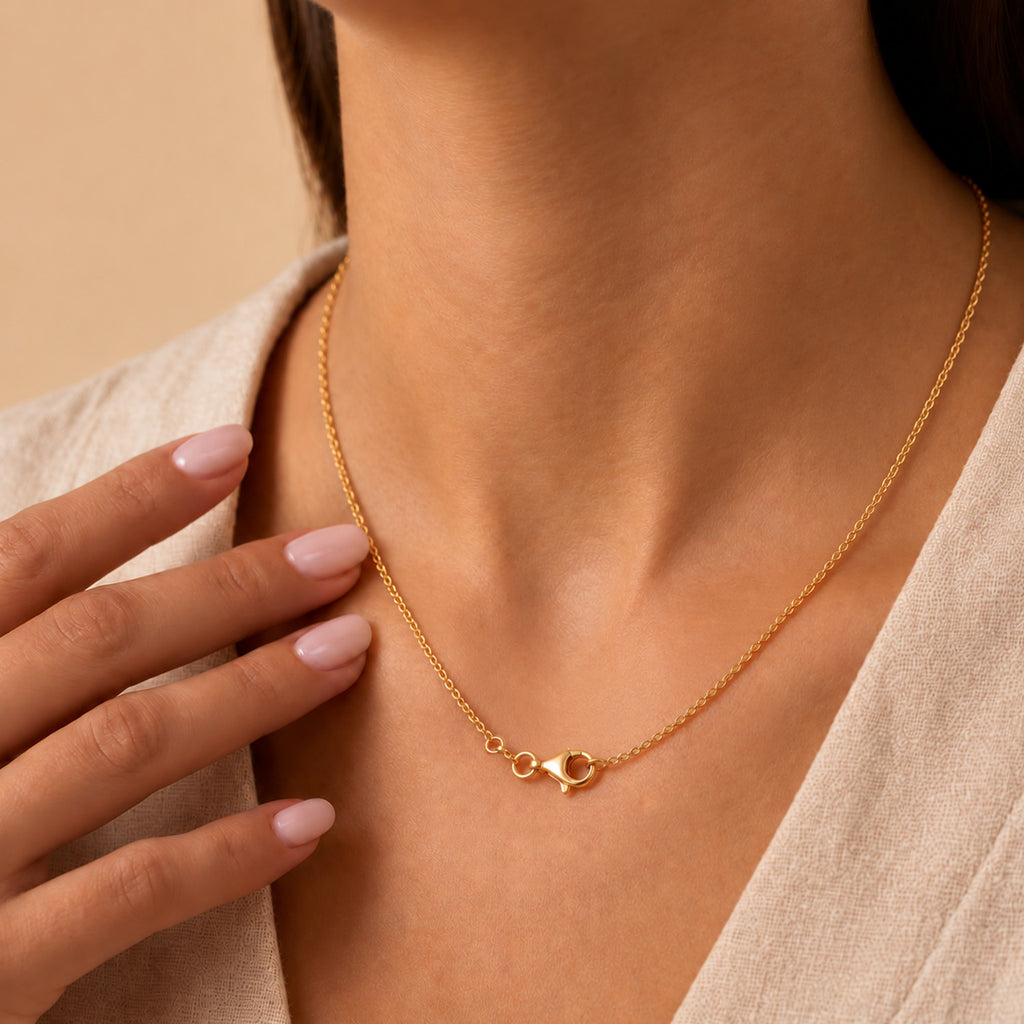 Yellow Gold Plated Sterling Silver Rolo Chain (Size - 22) with Lobster Clasp_8553698_3