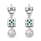 D'Joy - Peacock Triplet Quartz, Fresh Water Pearl & African Amethyst Dangling Earring with Push Post in Platinum Overlay Sterling Silver 6.25 Ct._8555102_4