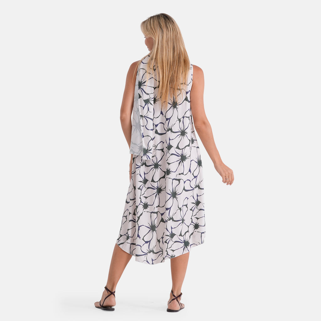 La Marey Summer Escape Printed Umbrella Dress with Scarf (One Size, 8-18) - White_8555117_1