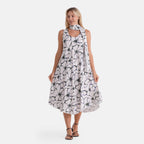 La Marey Summer Escape Printed Umbrella Dress with Scarf (One Size, 8-18) - White_8555117_3