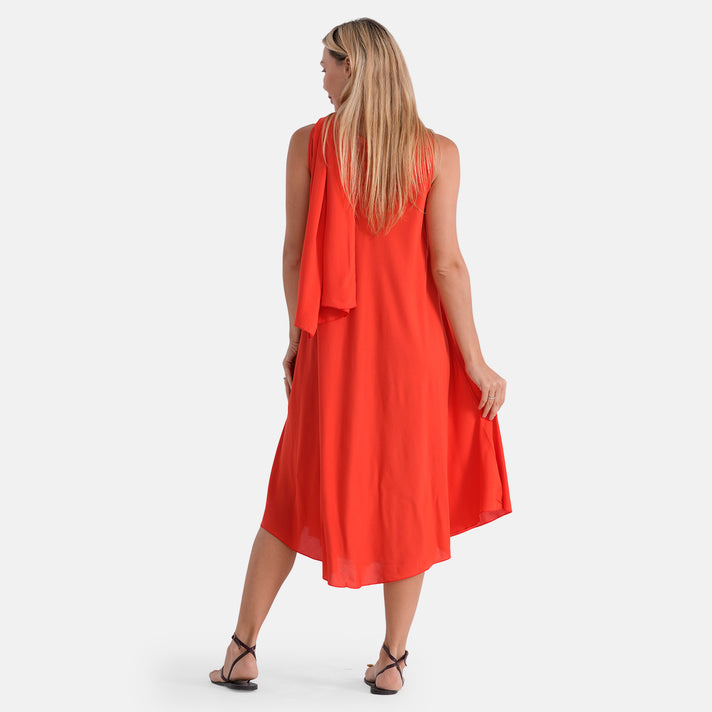 La Marey Summer Escape Umbrella Dress with Scarf (One Size, 8-18) - CORAL 8555119 2