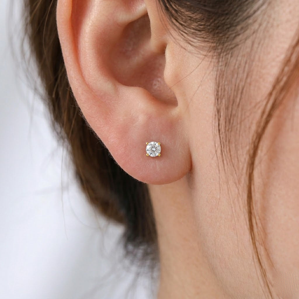 THE PERFECT DIAMOND - 18K Yellow Gold IGI Certified Lab Grown Diamond (D/IF) Solitaire Earring with Screw Back 2.07 Ct._8555137_1
