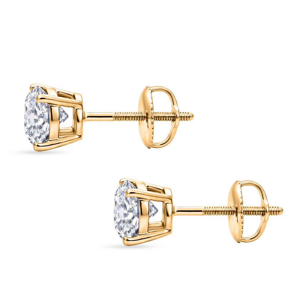 THE PERFECT DIAMOND - 18K Yellow Gold IGI Certified Lab Grown Diamond (D/IF) Solitaire Earring with Screw Back 2.07 Ct._8555137_3