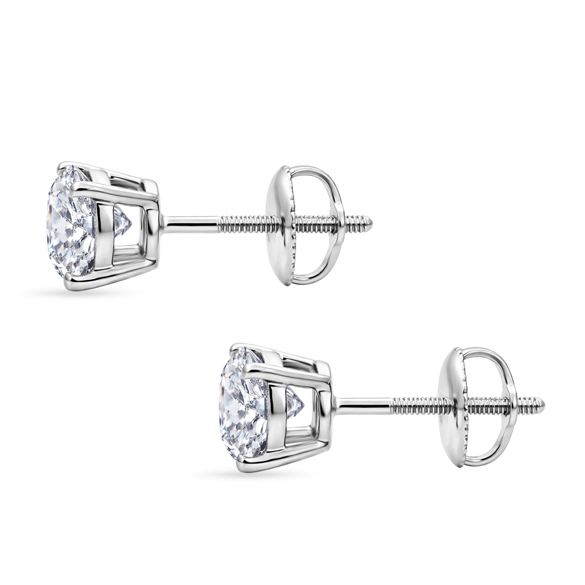 LUXURIANT 2 Ct. Lab Grown Diamond (D, IF) Solitaire Stud Earring with Screw Back in 950 Platinum, IGI Certified 8555138 4
