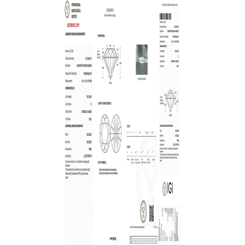 THE PERFECT DIAMOND - 950 Platinum IGI Certified Lab Grown Diamond (D/IF) Solitaire Earring with Screw Back 2.07 Ct_8555138_7