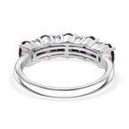 Luxuriant - Natural Radiant Ember Garnet & Lab Grown Diamond (SI/G-H) 5 Stone Ring in Rhodium Overlay Sterling Silver 1.54 Ct._8555179_4