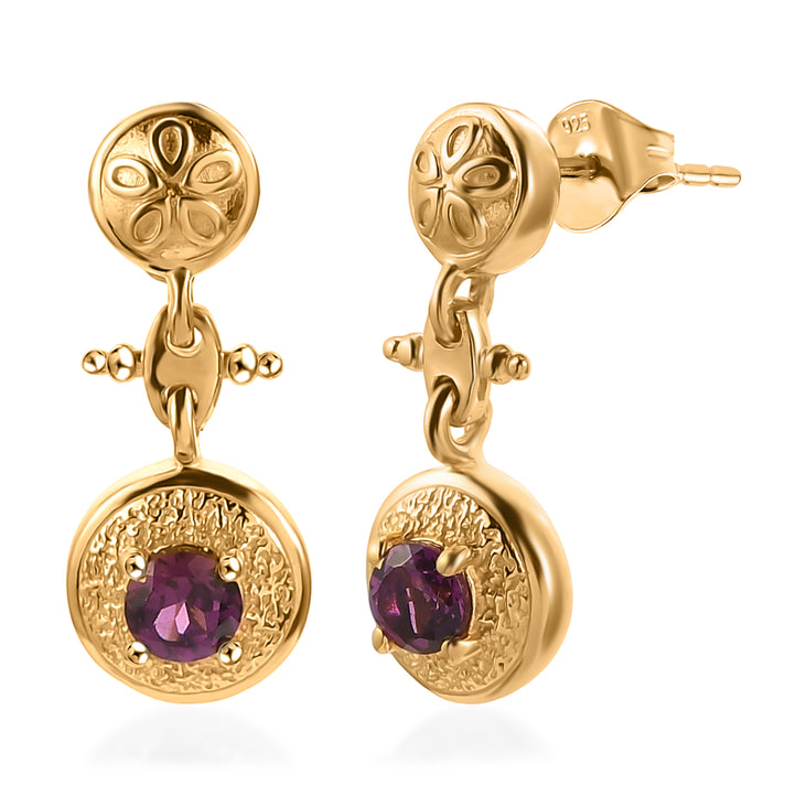 D'Joy - Natural Radiant Ember Garnet Dangling Earring with Push Post in Yellow Gold Plated Sterling Silver 8555209 1