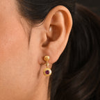 D'Joy - Natural Radiant Ember Garnet Dangling Earring with Push Post in Yellow Gold Plated Sterling Silver_8555209_1