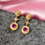 D'Joy - Natural Radiant Ember Garnet Dangling Earring with Push Post in Yellow Gold Plated Sterling Silver_8555209_2