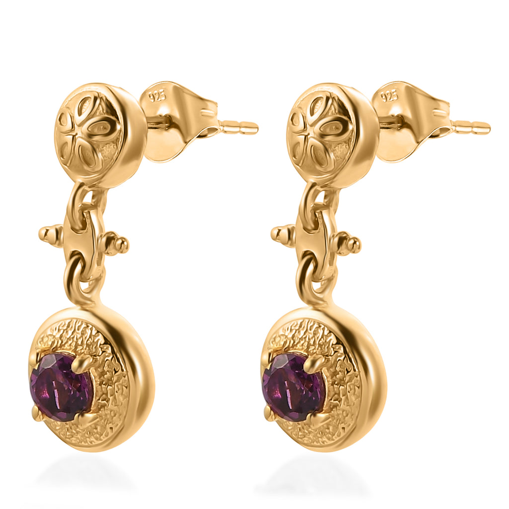 D'Joy - Natural Radiant Ember Garnet Dangling Earring with Push Post in Yellow Gold Plated Sterling Silver_8555209_3