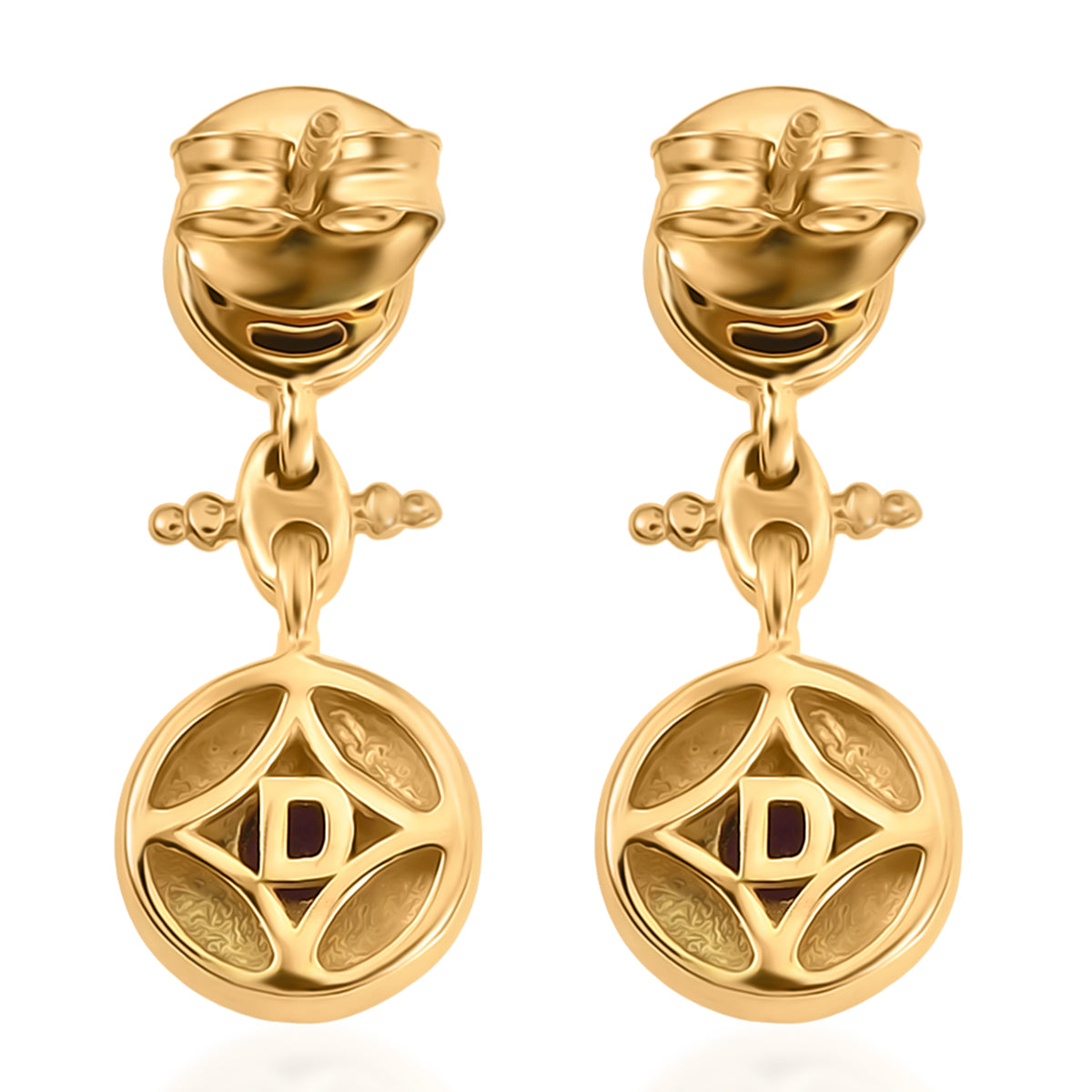 D'Joy - Natural Radiant Ember Garnet Dangling Earring with Push Post in Yellow Gold Plated Sterling Silver V32520939 5