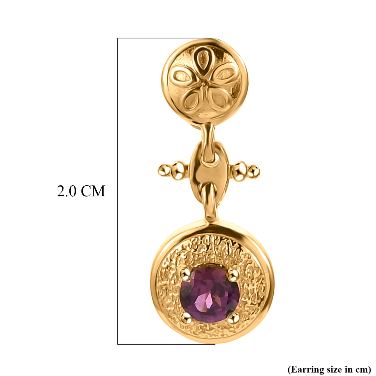 D'Joy - Natural Radiant Ember Garnet Dangling Earring with Push Post in Yellow Gold Plated Sterling Silver V32520939 6