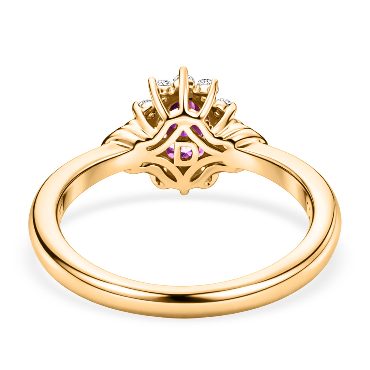 D'Joy - Natural Radiant Ember Garnet &amp; White Zircon Halo Ring in Yellow Gold Plated Sterling Silver V32513888 5