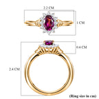 D'Joy - Natural Radiant Ember Garnet & White Zircon Halo Ring in Yellow Gold Plated Sterling Silver_8555231_5