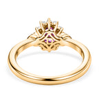 D'Joy - Natural Radiant Ember Garnet & White Zircon Halo Ring in Yellow Gold Plated Sterling Silver_8555233_4