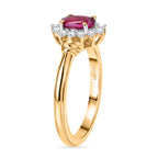 D'Joy - Natural Radiant Ember Garnet & White Zircon Halo Ring in Yellow Gold Plated Sterling Silver_8555234_3