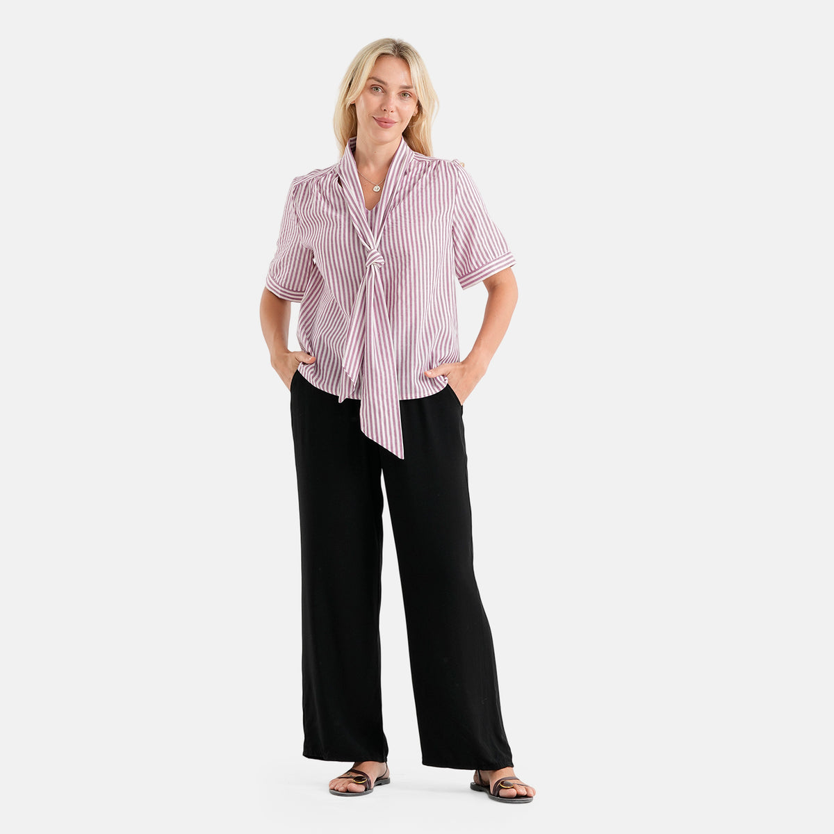 La Marey Grace Cotton Blend Bow Blouse (Size XL, 20-22) - Lavender 8555281 0