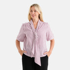 La Marey Grace Cotton Blend Bow Blouse (Size - XL, 20-22) - Purple_8555281_4