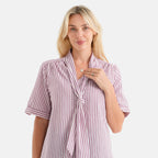 La Marey Grace Cotton Blend Bow Blouse (Size - XL, 20-22) - Purple_8555281_5