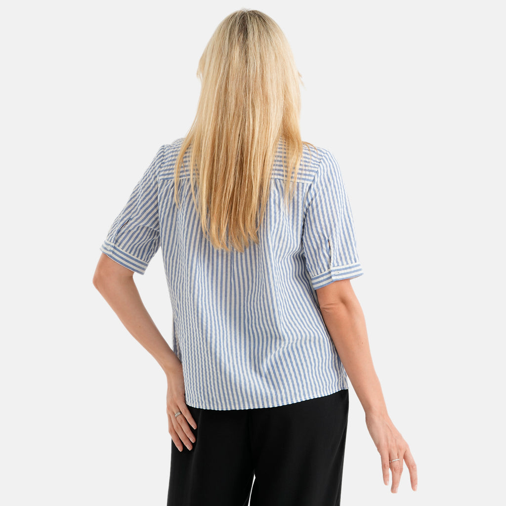 La Marey Grace Cotton Blend Bow Blouse (Size - L, 16-18) - Blue_8555283_2