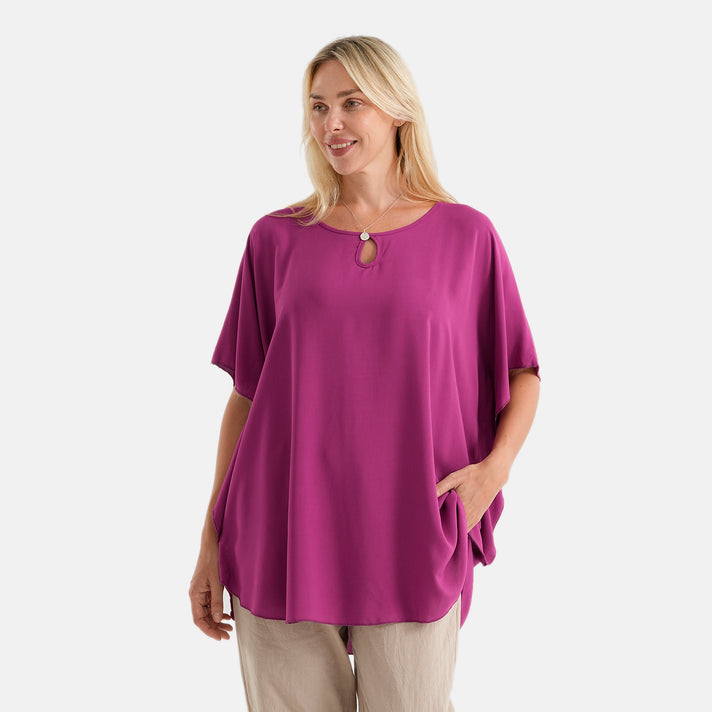 La Marey Round Neck Keyhole Top (One Size) - Purple 8555290 1