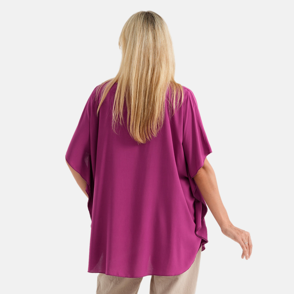 La Marey Round Neck Keyhole Top (One Size) - Purple V32701496 3