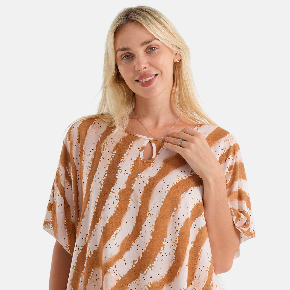La Marey Round Neck Top (One Size) - Brown &amp; Light Pink V32652778 5