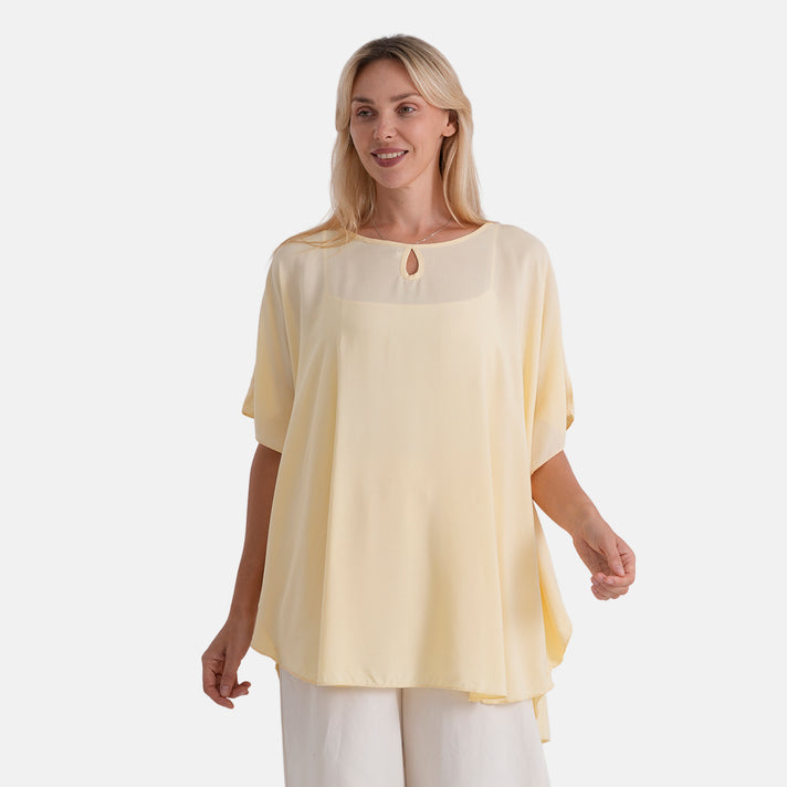 La Marey Round Neck Keyhole Top (One Size - 10 to 20) - Yellow 8555339 1