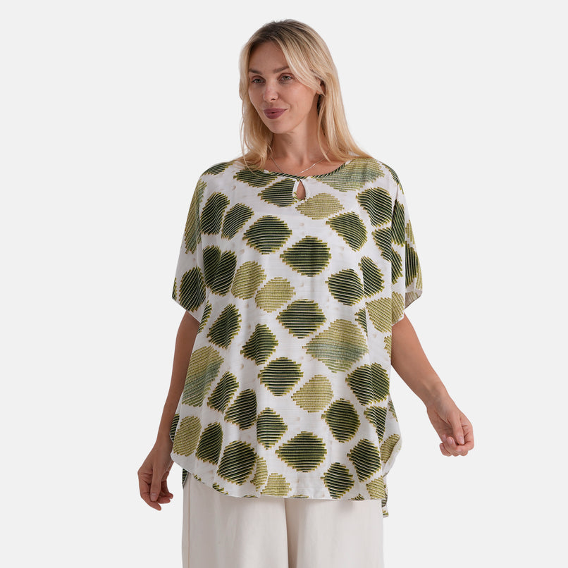 La Marey Patterned Top (Size - One Size) - Green_8555340