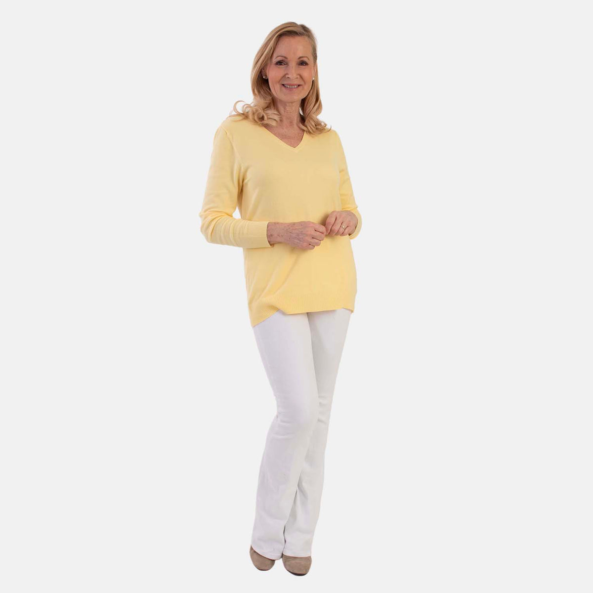 Pure And Natural Super Soft V-Neck Jumper (Size 12) - Lemon V32594496 0