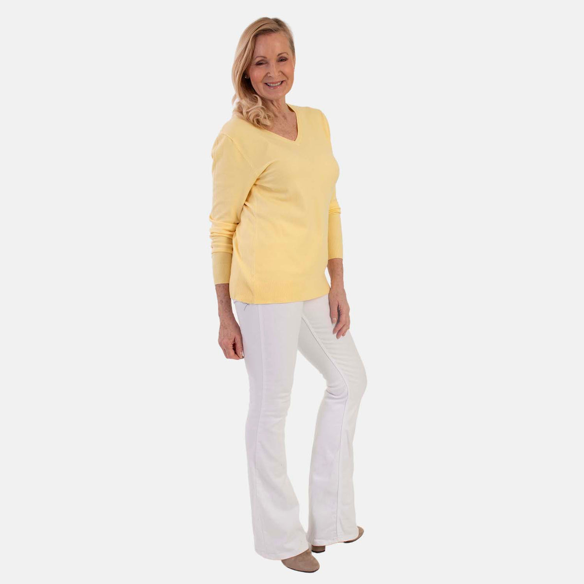 Pure And Natural Super Soft V-Neck Jumper (Size 12) - Lemon V32594496 2