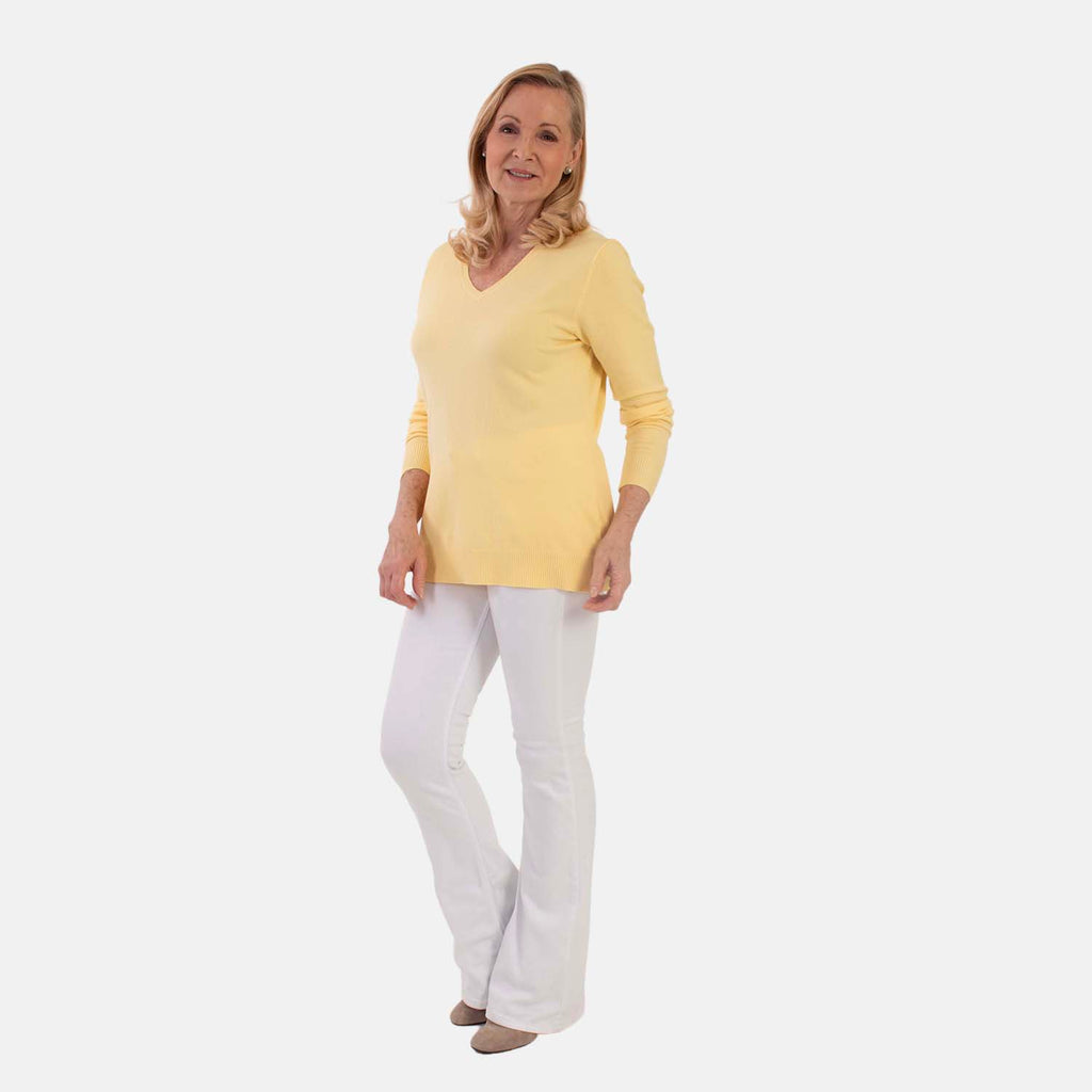 Pure And Natural Super Soft V-Neck Jumper (Size 12) - Lemon_8555442_3
