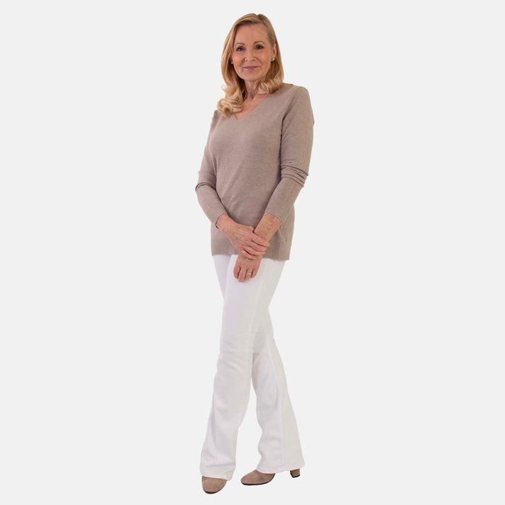Pure And Natural Super Soft V-Neck Jumper (Size 16) - Oatmeal 8555483 2
