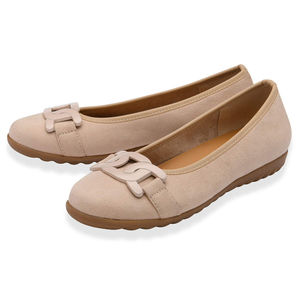 Lotus Ladies Eleni Casual Slip-On Pump With Chain Detail (Size 4) - Natural V32643233 1
