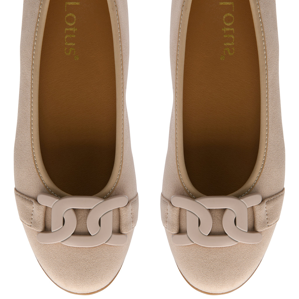 Lotus Ladies Eleni Casual Slip-On Pump With Chain Detail (Size 4) - Natural_8555663_3